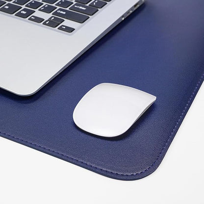 AFIING Dual-Sided Desk Pad, Natural Cork & PU Leather Large Mouse mats for Office and Home Work, Desk Protector Non-Slip, Waterproof, Easy Clean (Blue, 23.6" x 13.7")