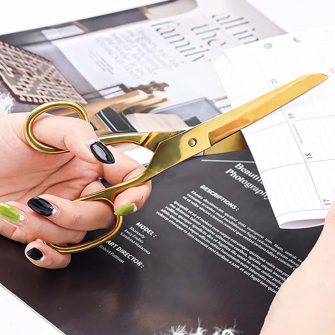 NatSumeBasics 7" Small Gold Scissors Craft Tailor Fabric Brass Scissors All Purpose Stainless Steel Professional Dressmaker Shears for Desk School Office Home (NEW)