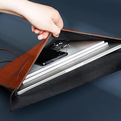 PU Leather A4 File Folder Document Holder for Women, Waterproof Portfolio Envelope Folder Case with Snap Closure, A4 Envelopes Leather Filing Folder Organizer for Women Men Colleagues Staffs - Brown