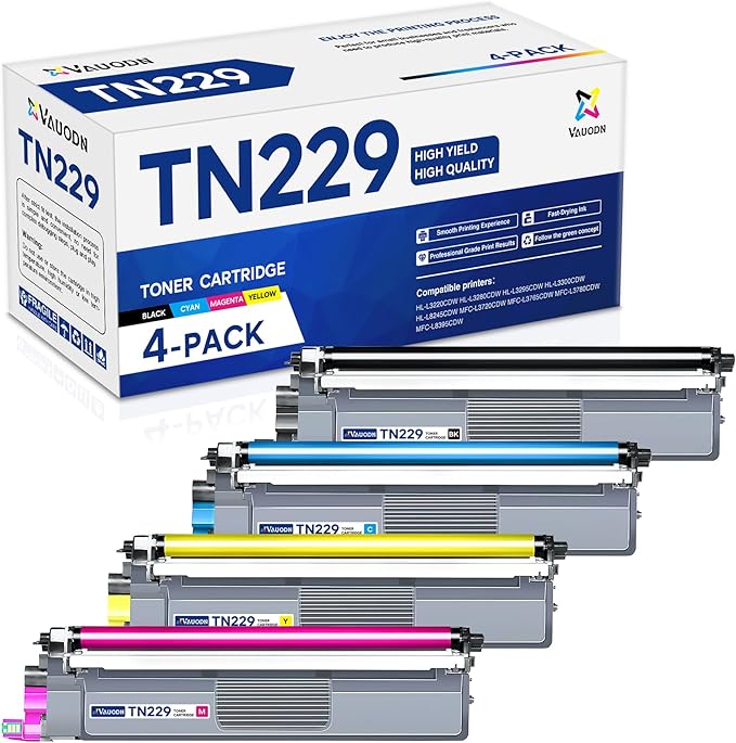 TN229 Compatible TN229 Toner Cartridge 4-Pack Replacement for Brother TN-229 HL-L3220CDW HL-L3280CDW HL-L3295CDW Printer (TN2294PK)