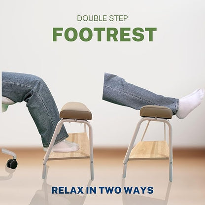 Double Step Footrest Under Desk Versatile Foot Stool Ottoman for Comfortable Desk Work Office Life (White)