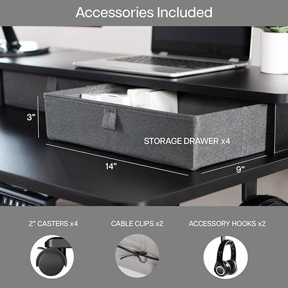 VIVO Electric Mobile Corner 75 x 63 inch 2 Tier Stand Up L-Shaped Desk, Height Adjustable, Memory Controller, Storage Drawers, Black Top Black Frame, DESK-E3CVB-75