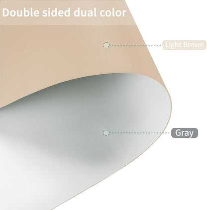 Leather Desk Mat,1.8mm Thick,12x60 Inch Desk Cover,Desk Protector Mat,Dresser Cover Top,Dresser Top Cover,Dresser Top Protector,Desk Covers On Top of Desks(Light Brown+Gray,12×60)