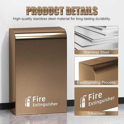 Fire Extinguisher Cabinet Floor Standing, Stainless Steel Fire Extinguisher Box, Suitable for Shopping Malls and Hotels, Can Accommodate Two 10 Pound Fire Extinguishers (Rose Gold)