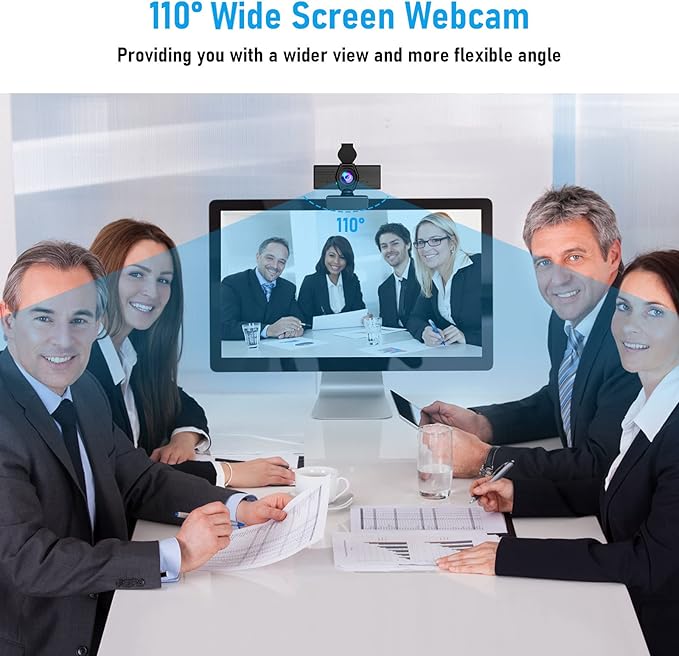 Webcam with Microphone & Privacy Cover, 1080P HD Web Computer Camera, USB Plug and Play Laptop PC Desktop Camera, Works with Zoom, Skype, Teams, Video Conferencing/Recording/Streaming