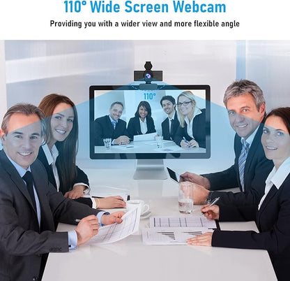 Webcam with Microphone & Privacy Cover, 1080P HD Web Computer Camera, USB Plug and Play Laptop PC Desktop Camera, Works with Zoom, Skype, Teams, Video Conferencing/Recording/Streaming