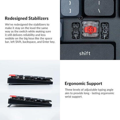 Keychron K1 Pro TKL Layout Ultra-Slim QMK/VIA Custom Bluetooth Wireless/USB Wired Mechanical Keyboard with Hot-Swappable Low-Profile Gateron Brown Switch, RGB Backlit PBT Keycaps for Mac Windows Linux