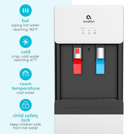 Avalon A7BOTTLELESS Self Cleaning Touchless Bottleless Cooler Dispenser-Hot & Cold Water Child Safety Lock, UL, White