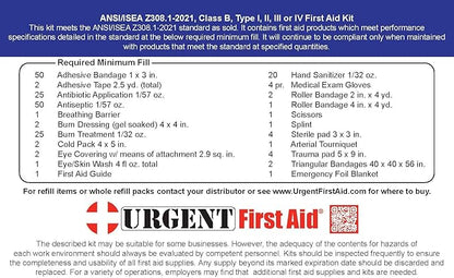 OSHA & ANSI First Aid Kit Refill/Upgrade, 50 Person, 208 Pieces, ANSI 2021 Class B - Includes Splint, Tourniquet, Tools, Single dose and More: Fill Your kit or use to Upgrade to Current regulations…