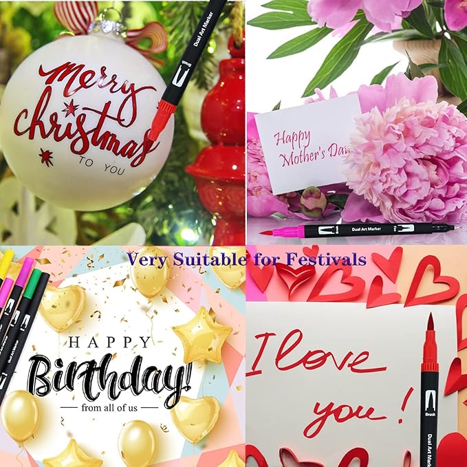 100 Art Markers Set for Adult Coloring Books No Bleeding,Bullet Journal Pens for Artists Painting Calligraphy Dual Tip Markers Brush and Fine for Teens Women Drawing Coloring