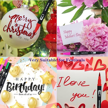 100 Art Markers Set for Adult Coloring Books No Bleeding,Bullet Journal Pens for Artists Painting Calligraphy Dual Tip Markers Brush and Fine for Teens Women Drawing Coloring
