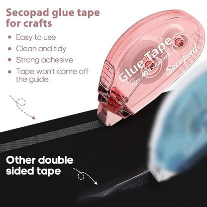 1.5X Longer Scrapbook Tape, 6 Pack Double Sided Tape Roller for Crafts, Adhesive Glue Runner for School Office Teacher Journal Supplies, Glue Roller for Kids and Adults, 240FT Total