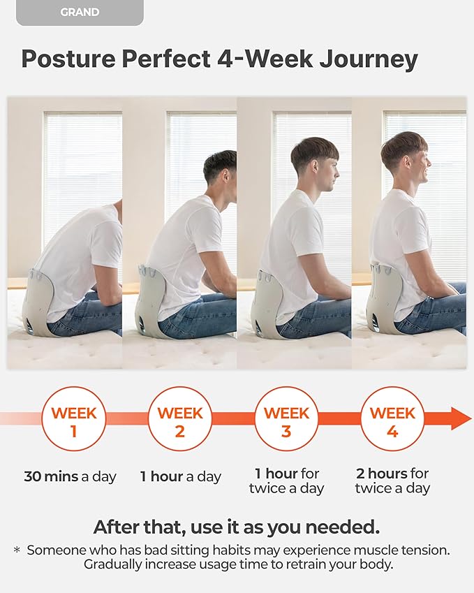 curble Grand(Extra Wide & Sturdy) – Ergonomic Back and Lumbar Support for Good Posture Correction and Back Pain Relief, Perfect for Office, Floor Seat and Work from Home, Patented (Grey)