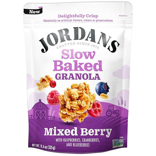 Jordans Cereals | Delightfully Crisp Slow-baked Granola | No Artificial Flavors, Colors, or Preservatives | Healthy Snacks for Adults & Kids | 11.4 oz (325 Grams, Mixed Berry)