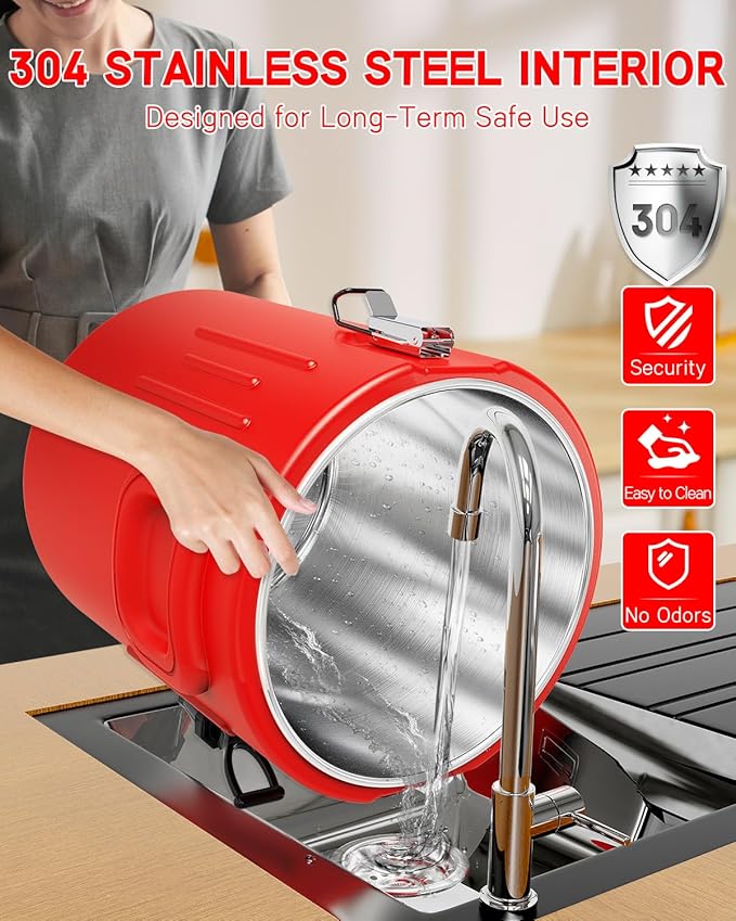 Insulated Beverage Dispenser 3.5 Gallon- Ice and Hot Drink Dispenser with 304 Stainless Steel Interior and Spout, Portable Hot Water Dispenser, Outdoors Cooler Jug for Camping Party Sports, New