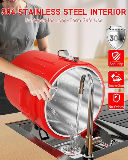 Insulated Beverage Dispenser 3.5 Gallon- Ice and Hot Drink Dispenser with 304 Stainless Steel Interior and Spout, Portable Hot Water Dispenser, Outdoors Cooler Jug for Camping Party Sports, New