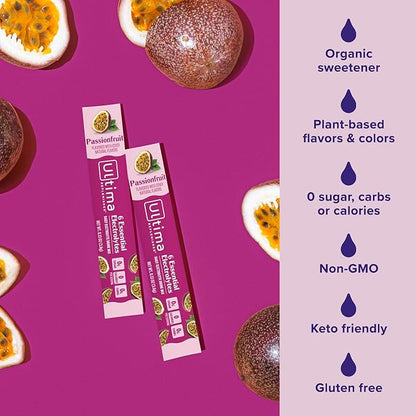 Ultima Replenisher Daily Electrolyte Powder Drink Mix – Sugar Free – Passionfruit, 20 Stickpacks – Hydration Packets with 6 Electrolytes and Trace Minerals – Keto Friendly, Non-GMO