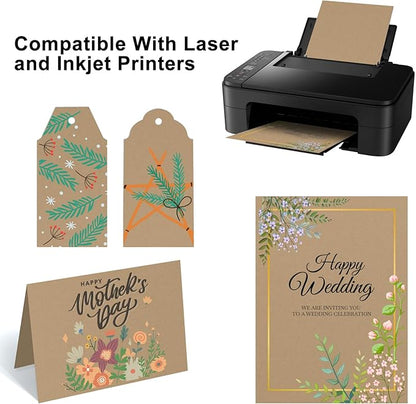 OcePor 200 Sheets Brown Cardstock Paper, Colored Printer Paper 8.5 x 11, Card Stock Thick Construction for Craft,Scrapbook，Office Printing, Invitations, Certificates，92 lb/250gsm