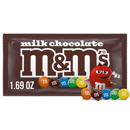 M&M'S Milk Chocolate Candy, Full Size 1.69 oz Bag, Pack of 36 Bulk Candy Chocolate
