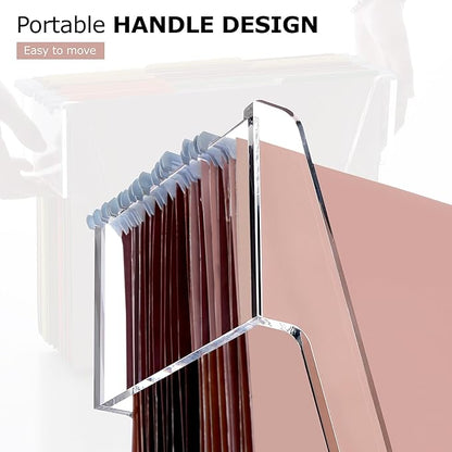 DINGHUO Hanging File Organizer, Letter Size Acrylic Hanging File Folder Frame, Portable File Holder Storage Rack for Desk Home Office or Cabinet - 1 Pack