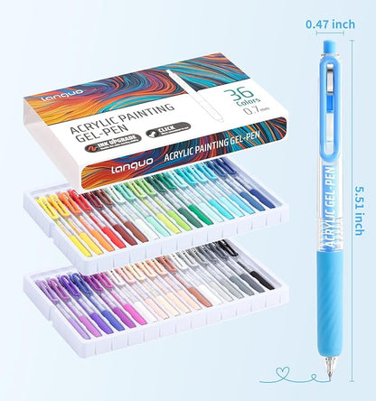 Gel Pens For Coloring, 36 Colors Retractable Colored Pens for Black Paper & White Paper, 0.7mm Fine Point Colorful Pens for Coloring, Writing, Drawing, Journaling, Note Taking, School, Office, Home