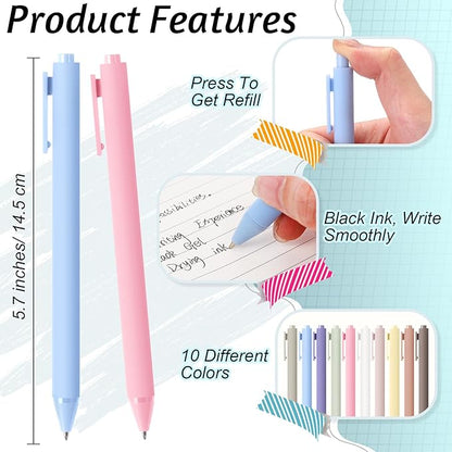 Crtiin 100 Pcs Gel Ink Pens Bulk, Black Ink 0.5mm Fine Point Retractable Pen Smooth Writing Office School Supplies for Teacher Server Operation Christmas Charity Donation Thanksgiving (Pastel Colors)