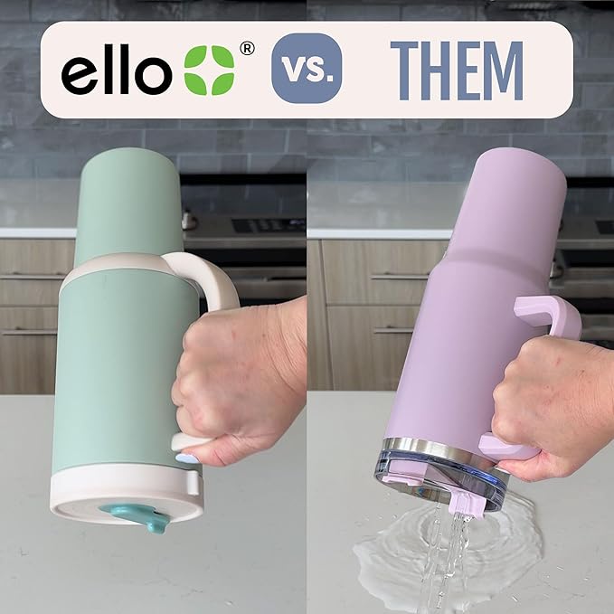 Ello Oasis 40 oz Tumbler with Handle & Retracting Straw | Reusable Insulated Stainless Steel Cup 100% Leakproof, Gifts for Teens Women Men | Keeps cold for 20 Hours, Cup Holder Friendly, Pistachio
