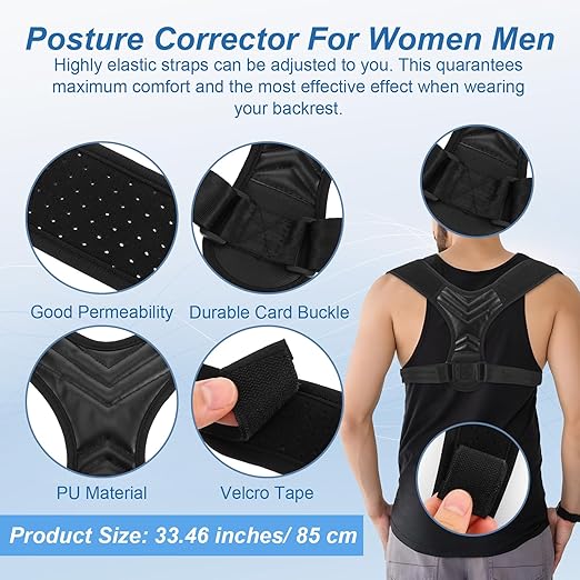 Posture Corrector for Women, Adjustable Back Brace Spine Corrector, Breathable Shoulder Straightener for Posture Support, Relieve Shoulder, Neck & Back Pain