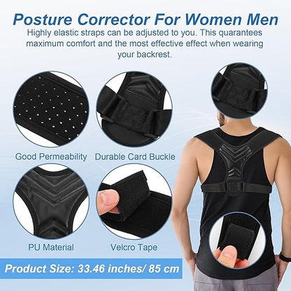 Posture Corrector for Women, Adjustable Back Brace Spine Corrector, Breathable Shoulder Straightener for Posture Support, Relieve Shoulder, Neck & Back Pain