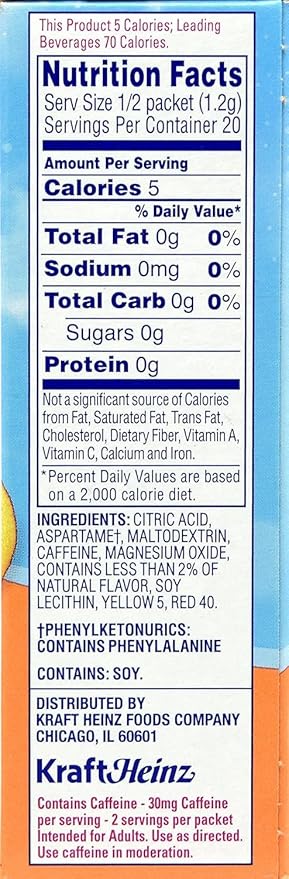 Crystal Light On The Go Peach Mango With Caffeine Drink Mix, 10-Packet Box (Pack of 7)