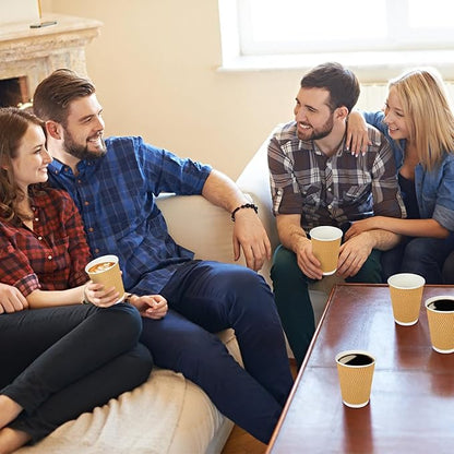 Ginkgo 150 Pack Hot Paper Cups 12 oz Insulated Disposable Corrugated Coffee Cups Ripple Wall Beverage Cups