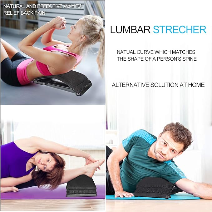 Multi-Level Back Stretcher Device, Lumbar Back Stretching Device, Memory Foam Lumbar Pillow Back Pain Support for Office Chair and Pain Relief(Blue)