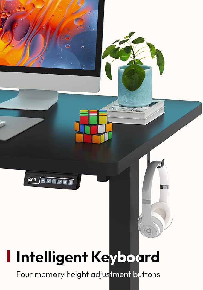 SANODESK Electric Standing Desk 71 x 32 Inches Height Adjustable Stand Up w/6-Button Controller Ergonomic Computer Desk with Splice Board for Home Office, Black Frame + Black Tabletop