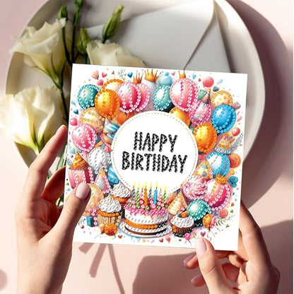 6PCS Diamond Art Painting Greeting Cards,Happy Birthday Cards with Envelopes,DIY Card Making Kits Thank You Card Arts Crafts for Birthday