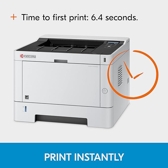 Kyocera 1102RY2US0 Model ECOSYS P2040dw Monochrome Network Laser Printer, 42 PPM B&W, Print Resolution 600 x 600 DPI Up to Fine 1200 DPI, Standard Wireless and Wi-Fi Direct Capability, 256 MB Memory