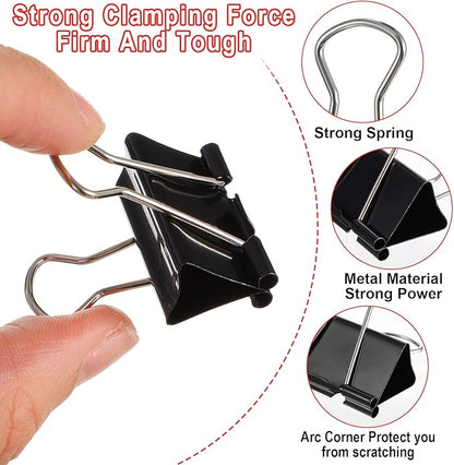 208Pcs Binder Paper Clips Metal Paper Clamps with 6 Boxes, Black Binder Clips Bulk for School Teachers Student Office Supplies, 6 Sizes (Jumbo, Large, Medium, Small, Mini and Micro)