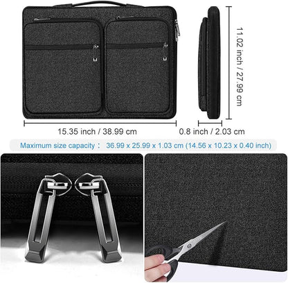 Hseok Laptop Case 15 15.6 16 inch Sleeve with Handle and Hidden Strap,Compatible with MacBook Pro 15.4 16, 360° Protective PC Briefcase with 4 Pockets for Laptop Accessory,Easy to Carrying,Black