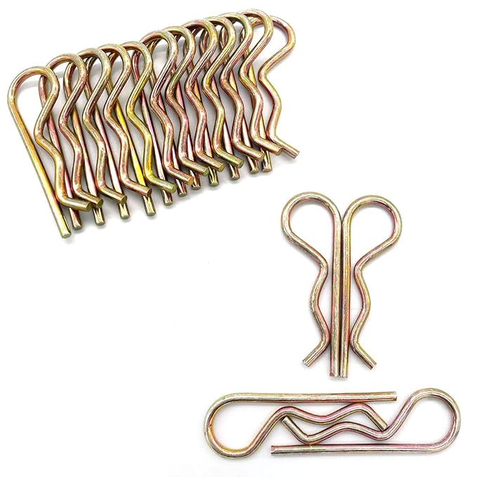 12 Pcs Heavy Duty Hitch Pins Clip R Clips Spring Retaining Wire Hair Pins Cotter Pin Strong Spring Tension Large Carter Pin R clip large for trailer Tractor Mower Carts Truck Color-Zinc M3x60mm