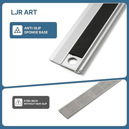 12 Inch Aluminum Cutting Ruler, Dual Scale Inch/Metric Measuring Tool with Precision Markings, Lightweight Straight Edge for Architects, Students, Engineers, and Designers