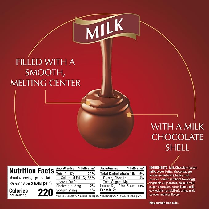Lindt LINDOR Milk Chocolate Truffles, Milk Chocolate Candy with Smooth, Melting Truffle Center, Great for Gift Giving, 5.1 oz. Bag (6 Pack)