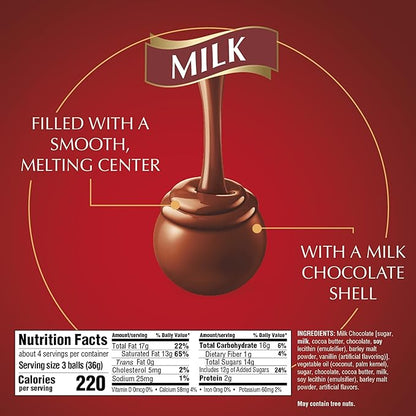 Lindt LINDOR Milk Chocolate Truffles, Milk Chocolate Candy with Smooth, Melting Truffle Center, Great for Gift Giving, 5.1 oz. Bag (6 Pack)