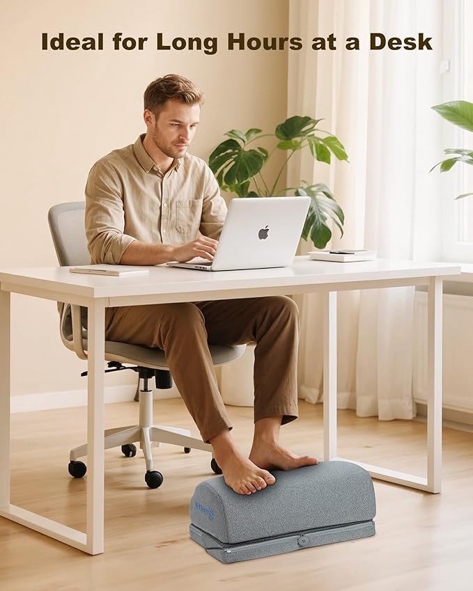 Comfier Foot Rest Under Desk at Work with Heat,Vibration,Foot Heater Foot Warmer,3 Height Under Desk Foot Rest for Office Chair,Gaming Chair Footstool, Ergonomic Heated Footrest,Computer Desk Use