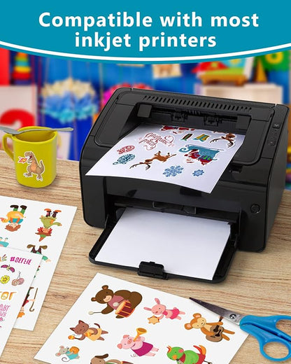 QYH Premium Printable Vinyl for Inkjet Printer-20 Matte Sticker Paper Waterproof 8.5" x 11" White Labels
