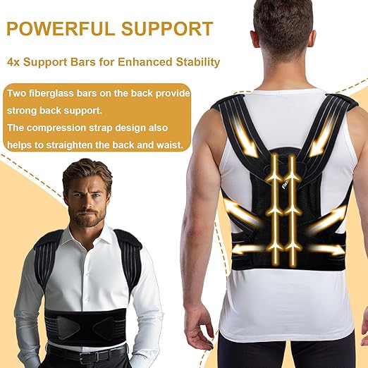 Back Brace Posture Corrector for Women and Men High Support Adjustable Lightweight Upper, Back Straightener for Neck Shoulder & Upper/Lower Back Pain Relief Under Clothes Breathable Invisible (Medium)