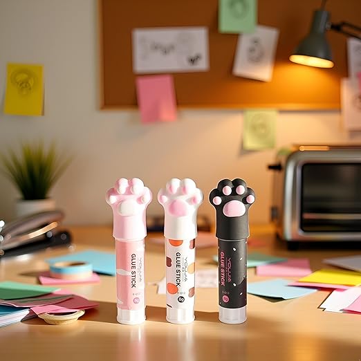 3Pcs Random Color Cat Claw Cute Glue Stick Kawaii Stationery Binding Tool School Office Supplies One Piece Art Glues and Pastes