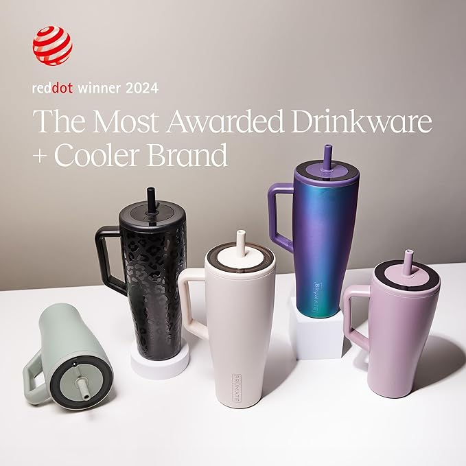 BrüMate Era 30 oz Tumbler with Handle and Straw | 100% Leakproof Insulated Water Bottle Tumbler with Lid and Flexible SoftSip Straw | Made of Stainless Steel | Cup Holder Friendly | 30oz (Dark Aura)