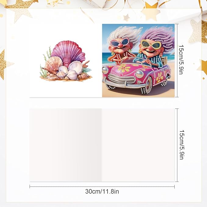 6pcs Diamond Painting Greeting Cards for Blessings and Wishes, Grandma DIY Special Shape Crystal Diamond Art Partial, Surface flash Paper Material, DIY Gifts for Christmas Thanksgiving Day