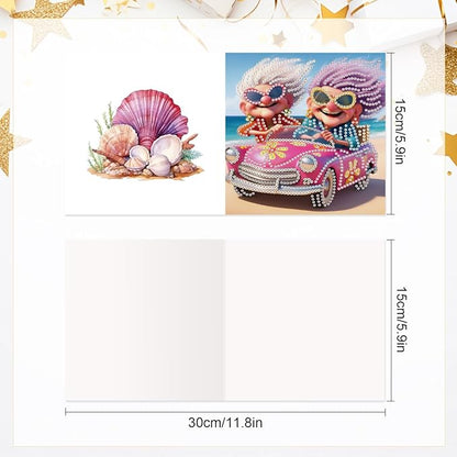 6pcs Diamond Painting Greeting Cards for Blessings and Wishes, Grandma DIY Special Shape Crystal Diamond Art Partial, Surface flash Paper Material, DIY Gifts for Christmas Thanksgiving Day