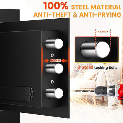 9.84" Tall Small Fireproof Safe Box, 1.2 Cu Ft Security Home Safe with Fireproof Money Bag, Digital Safes with Combination Lock and Removable Shelf for Home Personal Privacy Cash Medicine Documents