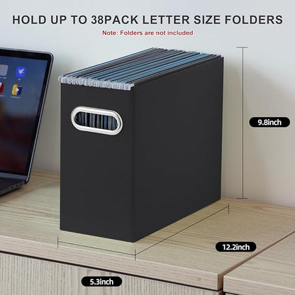 Oterri Cardboard File Organizer Box for Hanging File Folders Letter Size,File Box for Computer Desk,File Cabinet,Working Home,Office,Classroom(Black, Letter Size - 1 Pack)